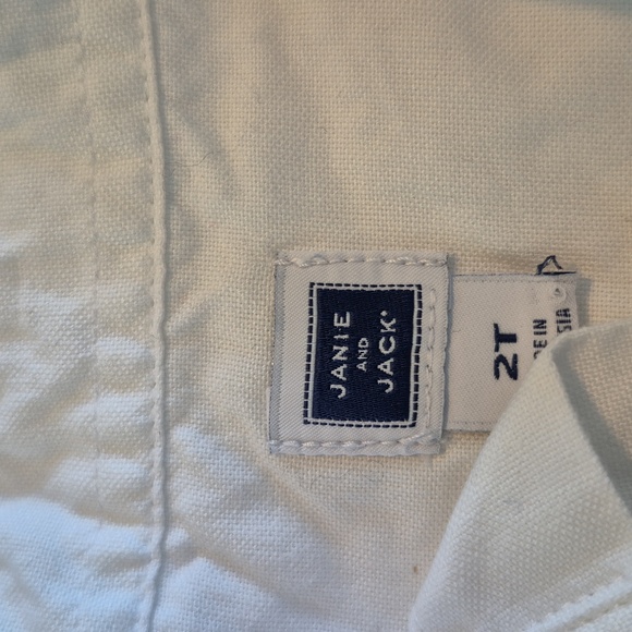 Janie and Jack boys 2T white cotton convertible sleeve button up shirt EUC - Picture 2 of 6